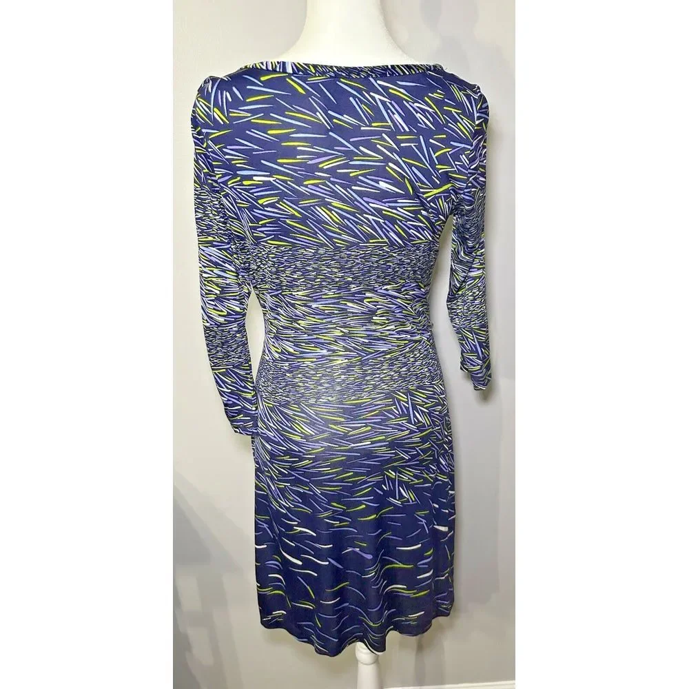 Diane von Furstenberg for Neiman Marcus‎ 100% Silk Dress Size 4 Navy Multicolor - Picture 3 of 9